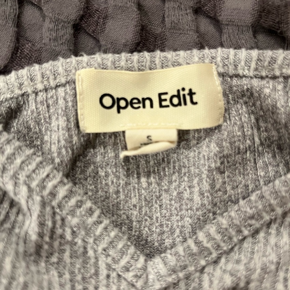 Open Edit Gray Ribbed Crop Top - Picture 5 of 5